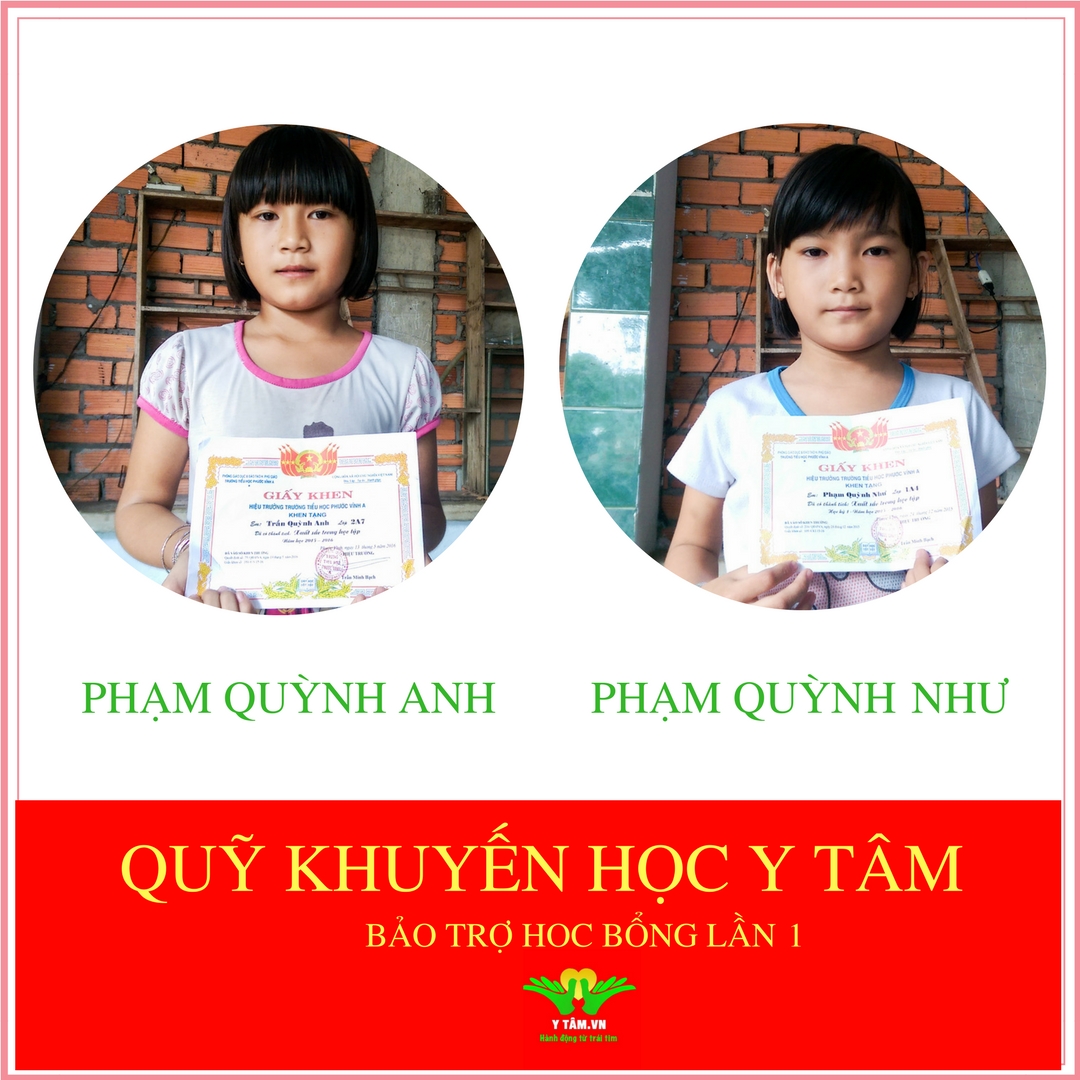 Y Tam Scholarship Fund sponsorship, round 1: Phạm Quỳnh Anh and Phạm Quỳnh Như